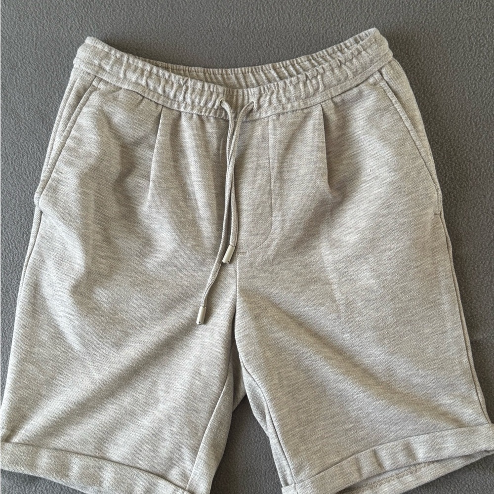 Zara Men's Athletic Confort Drawstring Beige/ Gray Shorts Size Small